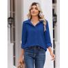 image:imageZeagoo Blouse for Women Dressy Long Sleeve Button Down Shirts Business Casual Outfit Lightweight SolidPrinted TopsZ Royal Blue