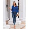 image:imageZeagoo Blouse for Women Dressy Long Sleeve Button Down Shirts Business Casual Outfit Lightweight SolidPrinted TopsZ Royal Blue