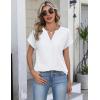 image:imageZeagoo Button Down Shirts for Women Short Sleeve Collared Tops Dressy Casual V Neck Blouses White