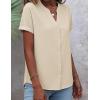 image:imageZeagoo Button Down Shirts for Women Short Sleeve Tops V Neck Collar Blouses Business Casual Outfits S2XLBeige