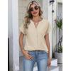 image:imageZeagoo Button Down Shirts for Women Short Sleeve Tops V Neck Collar Blouses Business Casual Outfits S2XLBeige
