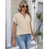 image:imageZeagoo Button Down Shirts for Women Short Sleeve Tops V Neck Collar Blouses Business Casual Outfits S2XLBeige