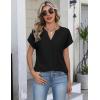 image:imageZeagoo Button Down Shirts for Women Short Sleeve Tops V Neck Collar Blouses Business Casual Outfits S2XLBlack
