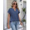 image:imageZeagoo Button Down Shirts for Women Short Sleeve Tops V Neck Collar Blouses Business Casual Outfits S2XLNavy Blue