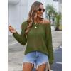 image:imageZeagoo Crochet Tops for Women Off The Shoulder Sweaters Summer Long Sleeve Hollow Out Knit Beach Clothes SXXLArmy Green