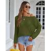 image:imageZeagoo Crochet Tops for Women Off The Shoulder Sweaters Summer Long Sleeve Hollow Out Knit Beach Clothes SXXLArmy Green