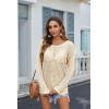 image:imageZeagoo Crochet Tops for Women Off The Shoulder Sweaters Summer Long Sleeve Hollow Out Knit Beach Clothes SXXLBeige