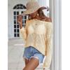 image:imageZeagoo Crochet Tops for Women Off The Shoulder Sweaters Summer Long Sleeve Hollow Out Knit Beach Clothes SXXLBeige