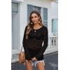 image:imageZeagoo Crochet Tops for Women Off The Shoulder Sweaters Summer Long Sleeve Hollow Out Knit Beach Clothes SXXLBlack