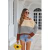 image:imageZeagoo Crochet Tops for Women Off The Shoulder Sweaters Summer Long Sleeve Hollow Out Knit Beach Clothes SXXLCream Grey Orange Colorblock