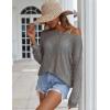 image:imageZeagoo Crochet Tops for Women Off The Shoulder Sweaters Summer Long Sleeve Hollow Out Knit Beach Clothes SXXLGray