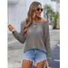 image:imageZeagoo Crochet Tops for Women Off The Shoulder Sweaters Summer Long Sleeve Hollow Out Knit Beach Clothes SXXLGray