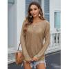 image:imageZeagoo Crochet Tops for Women Off The Shoulder Sweaters Summer Long Sleeve Hollow Out Knit Beach Clothes SXXLKhaki