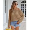 image:imageZeagoo Crochet Tops for Women Off The Shoulder Sweaters Summer Long Sleeve Hollow Out Knit Beach Clothes SXXLKhaki