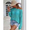 image:imageZeagoo Crochet Tops for Women Off The Shoulder Sweaters Summer Long Sleeve Hollow Out Knit Beach Clothes SXXLLight Blue