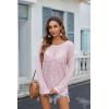 image:imageZeagoo Crochet Tops for Women Off The Shoulder Sweaters Summer Long Sleeve Hollow Out Knit Beach Clothes SXXLPink