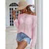 image:imageZeagoo Crochet Tops for Women Off The Shoulder Sweaters Summer Long Sleeve Hollow Out Knit Beach Clothes SXXLPink