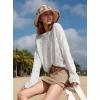 image:imageZeagoo Crochet Tops for Women Off The Shoulder Sweaters Summer Long Sleeve Hollow Out Knit Beach Clothes SXXLWhite
