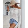 image:imageZeagoo Crochet Tops for Women Off The Shoulder Sweaters Summer Long Sleeve Hollow Out Knit Beach Clothes SXXLWhite