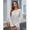 image:imageZeagoo Crochet Tops for Women Off The Shoulder Sweaters Summer Long Sleeve Hollow Out Knit Beach Clothes SXXLWhite