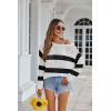 image:imageZeagoo Crochet Tops for Women Off The Shoulder Sweaters Summer Long Sleeve Hollow Out Knit Beach Clothes SXXLWhite Black Stripe