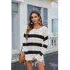 image:imageZeagoo Crochet Tops for Women Off The Shoulder Sweaters Summer Long Sleeve Hollow Out Knit Beach Clothes SXXLWhite Black Stripe