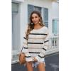 image:imageZeagoo Crochet Tops for Women Off The Shoulder Sweaters Summer Long Sleeve Hollow Out Knit Beach Clothes SXXLWhite Khaki Black Stripe