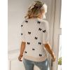 image:imageZeagoo Women Short Sleeve Sweater Summer Crew Neck Dressy Casual Soft Knit Pullover Tops Trendy1bow Knot Black