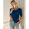 image:imageZeagoo Women Short Sleeve Sweater Summer Crew Neck Dressy Casual Soft Knit Pullover Tops TrendyDark Blue