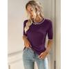 image:imageZeagoo Women Short Sleeve Sweater Summer Crew Neck Dressy Casual Soft Knit Pullover Tops TrendyDark Purple