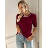 image:imageZeagoo Women Short Sleeve Sweater Summer Crew Neck Dressy Casual Soft Knit Pullover Tops TrendyDark Red