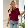 image:imageZeagoo Women Short Sleeve Sweater Summer Crew Neck Dressy Casual Soft Knit Pullover Tops TrendyDark Red