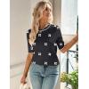 image:imageZeagoo Women Short Sleeve Sweater Summer Crew Neck Dressy Casual Soft Knit Pullover Tops TrendyFloral Jh454 Blackwhite