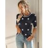 image:imageZeagoo Women Short Sleeve Sweater Summer Crew Neck Dressy Casual Soft Knit Pullover Tops TrendyFloral Jh454 Blackwhite