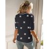image:imageZeagoo Women Short Sleeve Sweater Summer Crew Neck Dressy Casual Soft Knit Pullover Tops TrendyFloral Jh454 Blackwhite