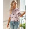 image:imageZeagoo Women Short Sleeve Sweater Summer Crew Neck Dressy Casual Soft Knit Pullover Tops TrendyFloral Jh455 Pinkwhite