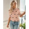image:imageZeagoo Women Short Sleeve Sweater Summer Crew Neck Dressy Casual Soft Knit Pullover Tops TrendyFloral Jh618 Coralwhite