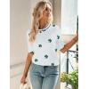 image:imageZeagoo Women Short Sleeve Sweater Summer Crew Neck Dressy Casual Soft Knit Pullover Tops TrendyFloral Sf324 Greenwhite