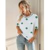 image:imageZeagoo Women Short Sleeve Sweater Summer Crew Neck Dressy Casual Soft Knit Pullover Tops TrendyFloral Sf324 Greenwhite