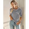 image:imageZeagoo Women Short Sleeve Sweater Summer Crew Neck Dressy Casual Soft Knit Pullover Tops TrendyGray