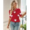 image:imageZeagoo Women Short Sleeve Sweater Summer Crew Neck Dressy Casual Soft Knit Pullover Tops TrendyHeart Redwhite