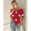 image:imageZeagoo Women Short Sleeve Sweater Summer Crew Neck Dressy Casual Soft Knit Pullover Tops TrendyHeart Redwhite