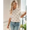 image:imageZeagoo Women Short Sleeve Sweater Summer Crew Neck Dressy Casual Soft Knit Pullover Tops TrendyPolka Pots Khaki 442