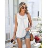 image:imageZeagoo Women Summer Tank Tops Loose Fit Flowy Boho Pleated Sleeveless Shirts Crew Neck Dressy Casual Tunic Trendy BlousesWhite
