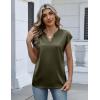 image:imageZeagoo Women Tops Silk Satin Blouses V Neck Summer Shirts Cap Sleeve Business Casual Dressy Spring ClothingArmy Green
