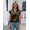 image:imageZeagoo Women Tops Silk Satin Blouses V Neck Summer Shirts Cap Sleeve Business Casual Dressy Spring ClothingArmy Green
