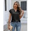 image:imageZeagoo Women Tops Silk Satin Blouses V Neck Summer Shirts Cap Sleeve Business Casual Dressy Spring ClothingBlack