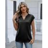 image:imageZeagoo Women Tops Silk Satin Blouses V Neck Summer Shirts Cap Sleeve Business Casual Dressy Spring ClothingBlack