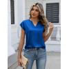 image:imageZeagoo Women Tops Silk Satin Blouses V Neck Summer Shirts Cap Sleeve Business Casual Dressy Spring ClothingBlue