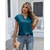 image:imageZeagoo Women Tops Silk Satin Blouses V Neck Summer Shirts Cap Sleeve Business Casual Dressy Spring ClothingBlue Green